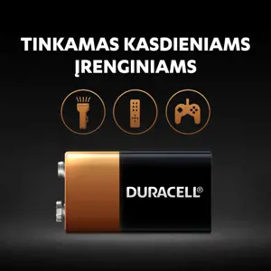 Duracell 6LR61, Vienkartinė baterija, 9 V, šarminė, 9 V, 1 vnt., prizminė