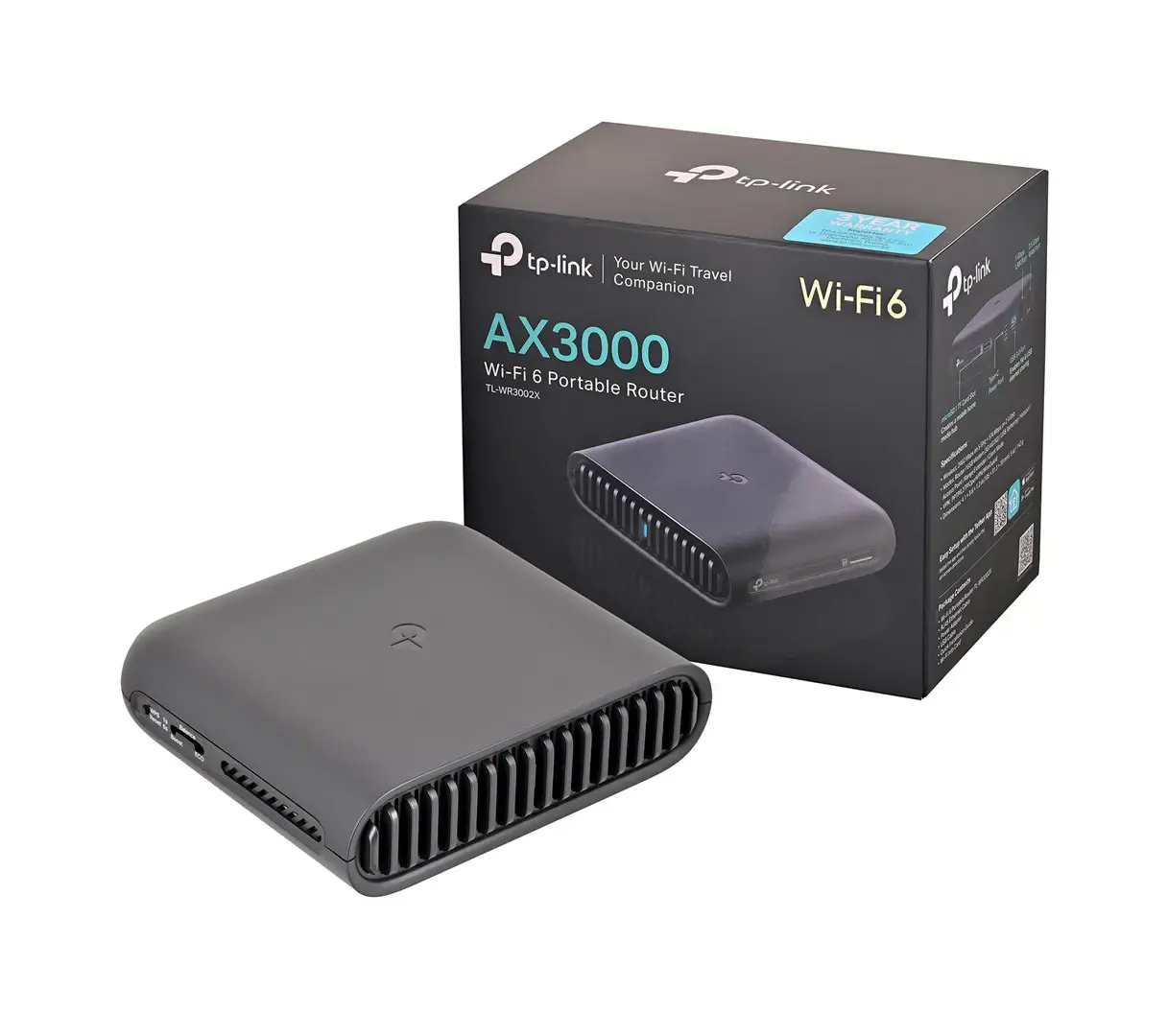 TP-LINK AX3000 Wi-Fi 6 Portable Router | TL-WR3002X | 802.11ax | 574/2402 Mbit/s | Ethernet LAN (RJ-45) ports 1 | Mesh Support No | MU-MiMO No | No mobile broadband
