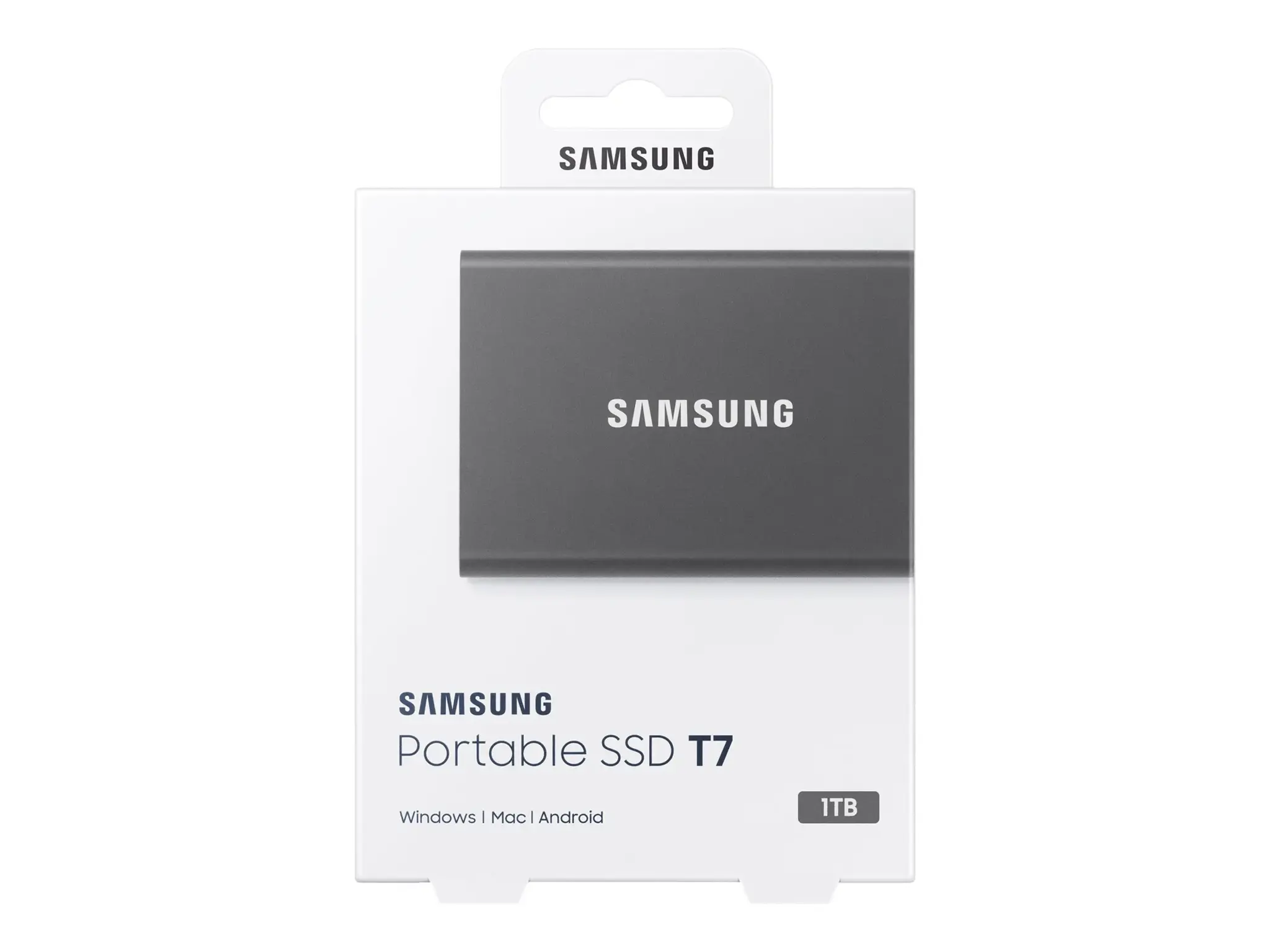 "Samsung" nešiojamasis SSD diskas T7, 1000 GB, C tipo USB, 3.2 Gen 2 (3.1 Gen 2), 1050 MB/s, apsauga nuo slaptažodžio, pilkas