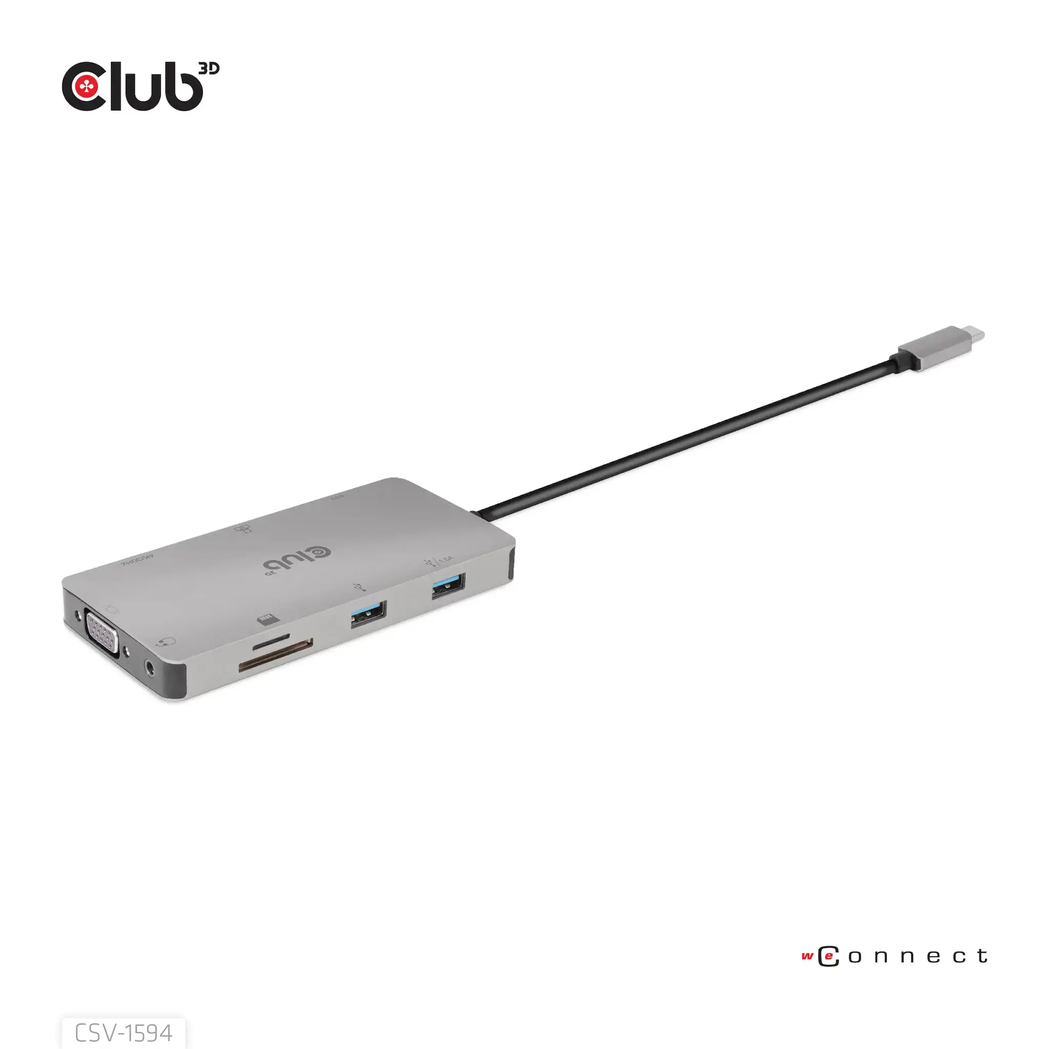CLUB3D USB Gen1 Type-C 9-in-1 hub with HDMI, VGA, 2x USB Gen1 Type-A, RJ45, SD/Micro SD card slots and USB Gen1 Type-C Female port, USB 3.2 Gen 1 (3.1 Gen 1) Type-C, 3.5mm, HDMI, RJ-45, USB 3.2 Gen 1 (3.1 Gen 1) Type-A, USB 3.2 Gen 1 (3.1 Gen 1) Type-C, VGA, MicroSD (TransFlash), SD, 5000 Mbit/s, 60 Hz, 1920 x 1080 (HD 1080), 3860 x 2160