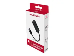 AXAGON HUE-M1A 4x USB3.2 Gen 1 MINI šakotuvas, metalinis, 20 cm USB-A laidas