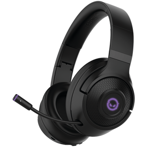 Lorgar Noah 701, žaidimų ausinės su mikrofonu, 2.4G+ BT 5.0 Realtek 8763, baterija 1000 mAh, C tipo įkrovimo kabelis 0,8 m, garso kabelis 1,5 m, dydis: 195*185*80 mm, 0,28 kg. Juoda