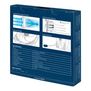 ARCTIC P12 - 120 mm ventiliatorius su optimizuotu slėgiu, Ventiliatorius, 12 cm, 1800 aps/min, 0,3 sone, 56,3 cfm, 95,65 m³/h