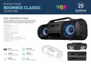 Platinet wireless speaker Boombox Classic 12W (45952)