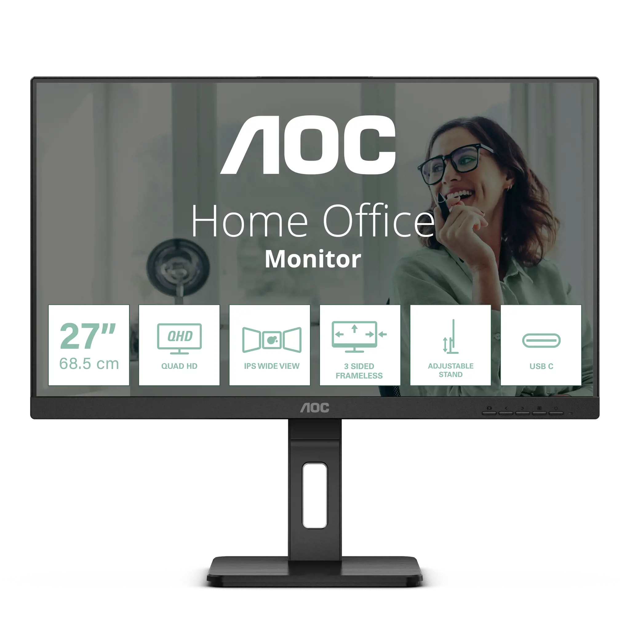 Monitorius AOC Q27P3CV 27inch VA TFT 2560x1440 HDMI DP USB Black