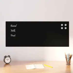 Sieninė magnetinė lenta, juoda, 100x40cm, grūdintas stiklas