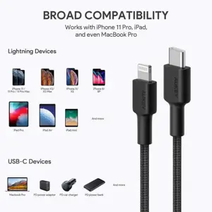 AUKEY CB-CL03 NAILONINIS USB C-LIGHTNING KABELIS 2 M PD