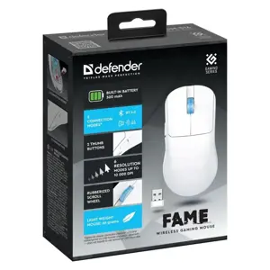 WIRELESS MOUSE DEFENDER FAME GM-516 RF+BT 10000DPI 6P WHITE