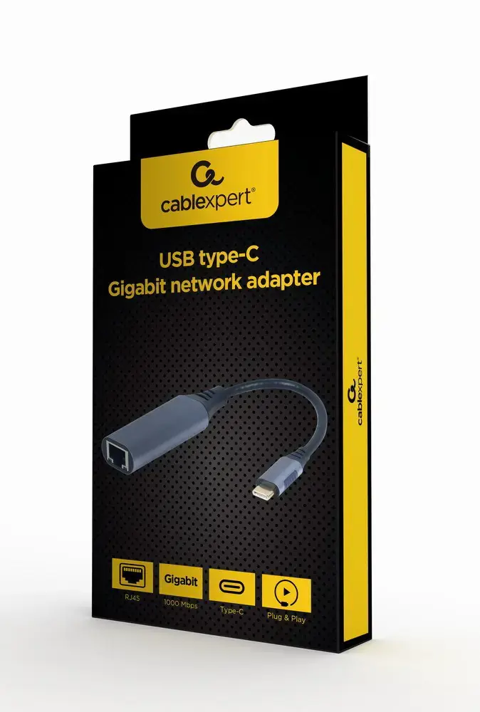 GEMBIRD A-USB3C-LAN-01 USB Type-C Gigabit tinklo adapteris erdviai pilkas