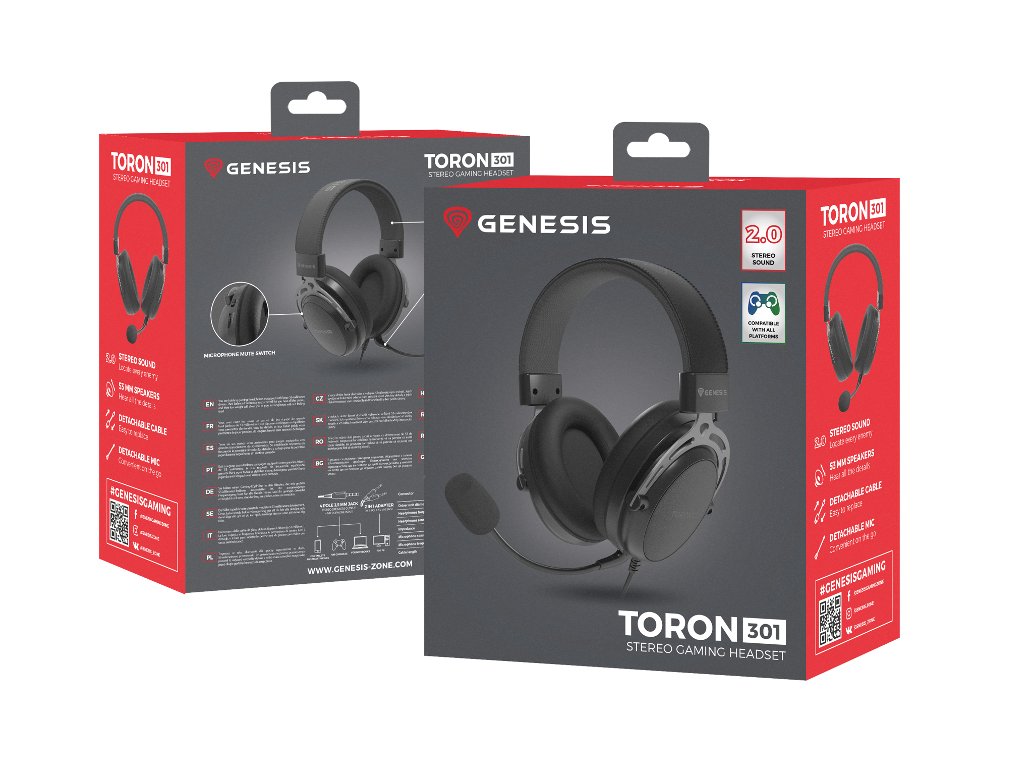 Genesis | Gaming Headset | Toron 301 | Wired | Over-Ear | Microphone | Black