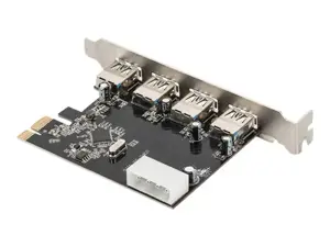 DIGITUS USB 3.0 4 prievadų PCI Express papildoma plokštė 4 prievadai A / F Išorinis VL805 mikroschemų rinkinys