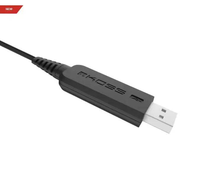 "Koss" ausinės CS200 USB laidinės, ant ausų, su mikrofonu, A tipo USB, juodos spalvos