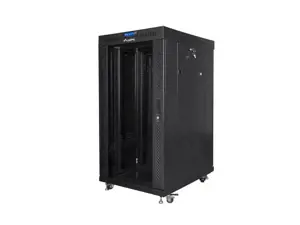 Free-standing cabinet 19 inches 22U 600x800 glass doors LCD (flat pack) v2 black