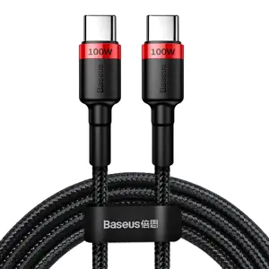 "Baseus Cafule PD2.0" 100 W greitasis įkrovimas USB C tipo kabeliui (20 V 5 A) 2 m raudona+juoda