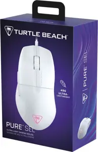 Turtle Beach Pure SEL - Ultra-Light Ergonomic RGB Gaming Mouse, 8K DPI Optical Sensor, Mechanical Switches, Pretension System, Pure PTFE glides, RGB Illumination White, Right-hand, Optical, USB Type-A, 8000 DPI, White