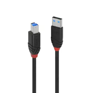 Lindy 10m USB 3.0 Active Cable Slim, 10 m, USB A, USB B, USB 3.2 Gen 1 (3.1 Gen 1), 5 Gbit/s, Black