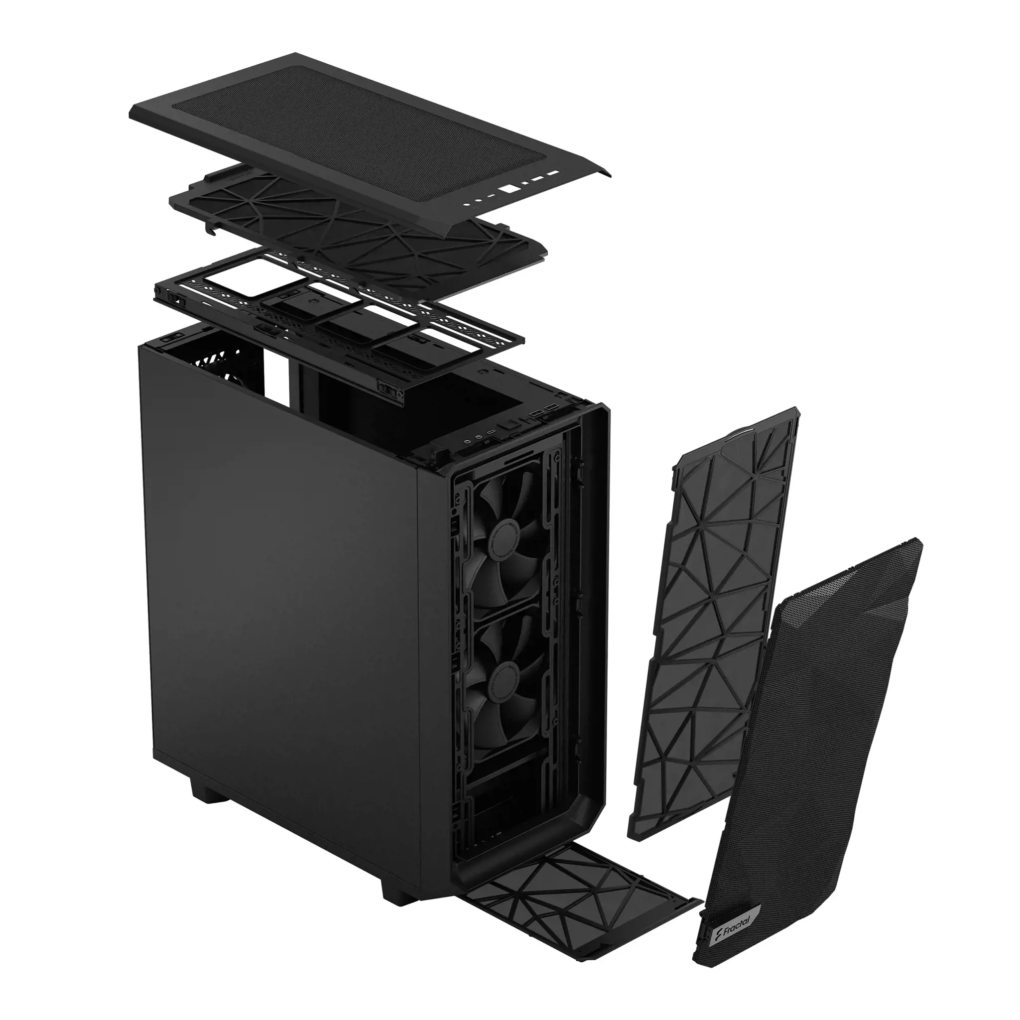 "Fractal Design Meshify 2 Compact", asmeninis kompiuteris, juodas, ATX, "micro ATX", Mini-ITX, plieninis, žaidimų, 16,9 cm