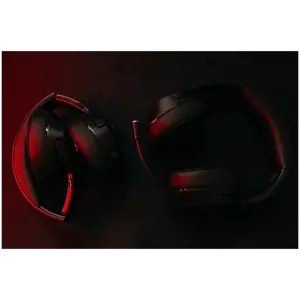 Lorgar Noah 701, žaidimų ausinės su mikrofonu, 2.4G+ BT 5.0 Realtek 8763, baterija 1000 mAh, C tipo įkrovimo kabelis 0,8 m, garso kabelis 1,5 m, dydis: 195*185*80 mm, 0,28 kg. Juoda