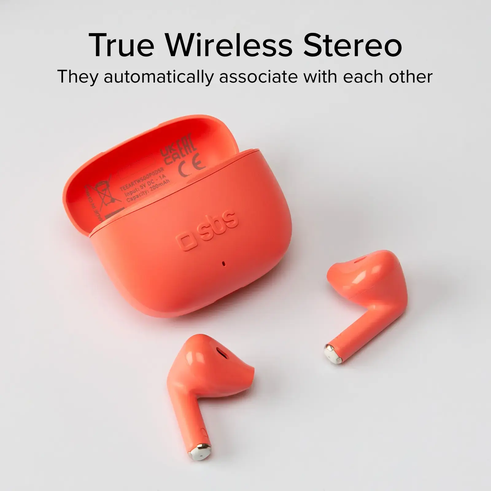 SBS wireless earbuds Go Pods TWS, red