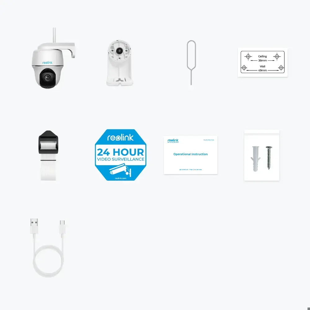 Reolink Argus Series B430 - 5MP Outdoor Wi-Fi Camera, Pan & Tilt, Person/Vehicle/Animal Detection, Color Night Vision, IP security camera, Indoor & outdoor, Wireless, Ceiling, White, Dome