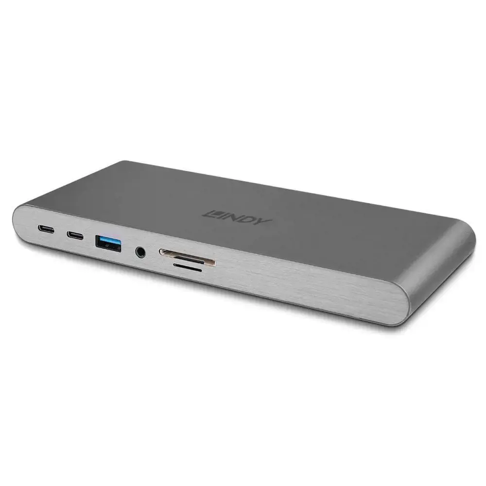 "Lindy DST-Pro 5K", laidinis, USB 3.2 Gen 1 (3.1 Gen 1) Type-C, 100 W, 10,100,1000 Mbit/s, sidabrinis, "MicroSD" (TransFlash), SD