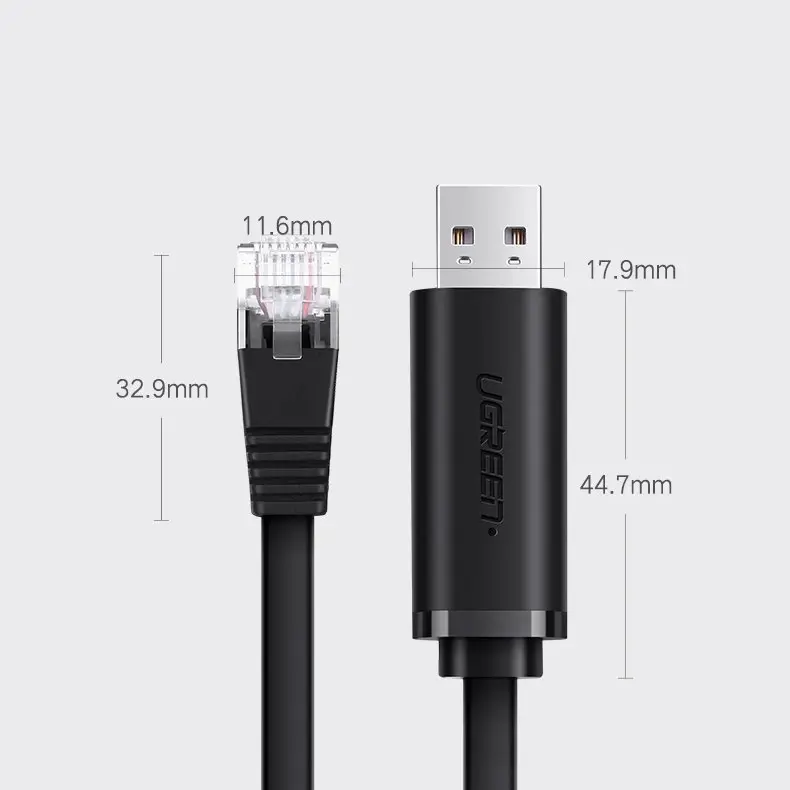 Ugreen console cable USB - Ethernet RJ45 1,5m black (CM204)