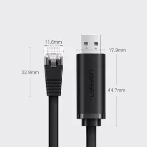 Ugreen console cable USB - Ethernet RJ45 1,5m black (CM204)
