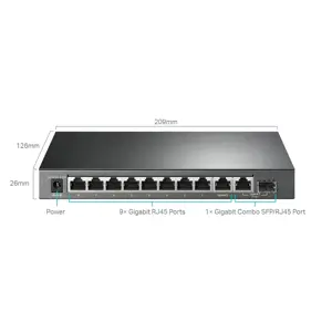 "TP-Link" 10 prievadų "Gigabit Easy Smart" komutatorius su 8 prievadais PoE+, valdomas, L2, Gigabit Ethernet (10/100/1000), maitinimas per Ethernet (PoE)
