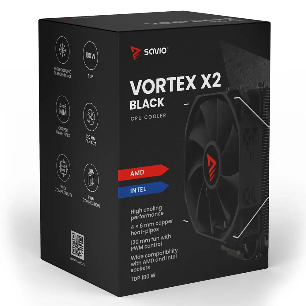 SAVIO VORTEX X2 BLACK CPU Cooler