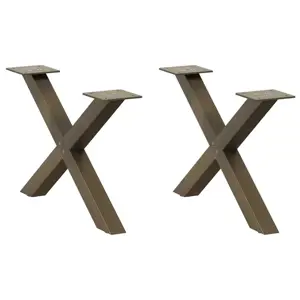 Kavos staliuko kojelės, X formos, 2 vnt., natūralus plienas, 50x(30-31) cm, plienas