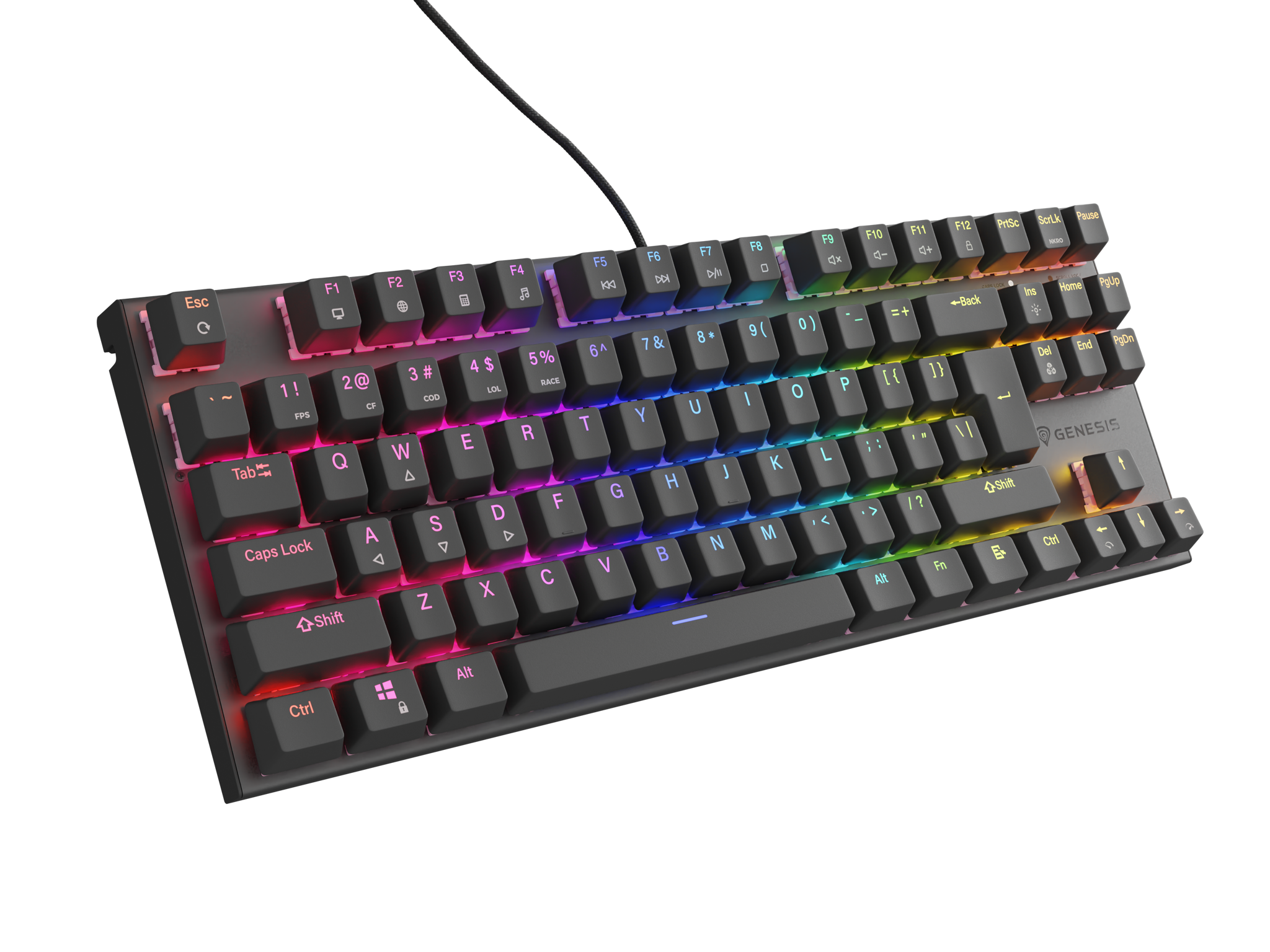 Genesis | THOR 303 | Mechanical Gaming Keyboard | Wired | US | Outemu Peach Silent | Black