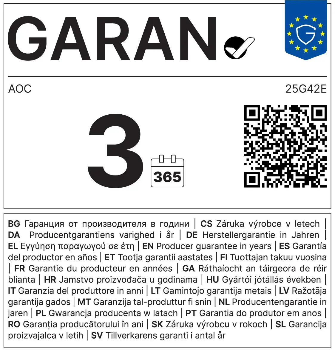 AOC 68,6 cm/27" (2560×1440) AOC 27G42XNE 16:9 QHD Fast VA 0,5 ms 180 Hz HDMI DP