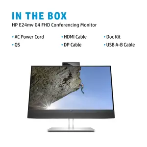 Monitorius HP E24mv G4, 60.5 cm (23.8"), 1920 x 1080 pixels, Full HD, 5 ms, Black, Silver