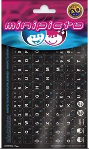 "Minipicto" klaviatūros lipdukai EST/RUS, juodos/mėlynos spalvos (KB-UNI-RU02-BLK)