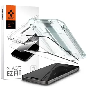 Spigen GLAS.TR EZ FIT FC - grūdintas stiklas "iPhone 15 Pro Max" 2 vnt. (Juodas rėmelis)
