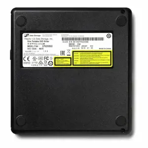 "Hitachi-LG Slim" nešiojamasis DVD įrašymo įrenginys, juodas, dėklas, stalinis/nešiojamasis kompiuteris, DVD±RW, USB 2.0, 60000 h