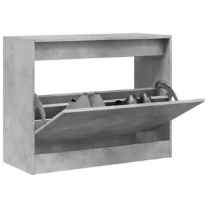 Spintelė batams, betono pilka, 80x34x63cm, apdirbta mediena