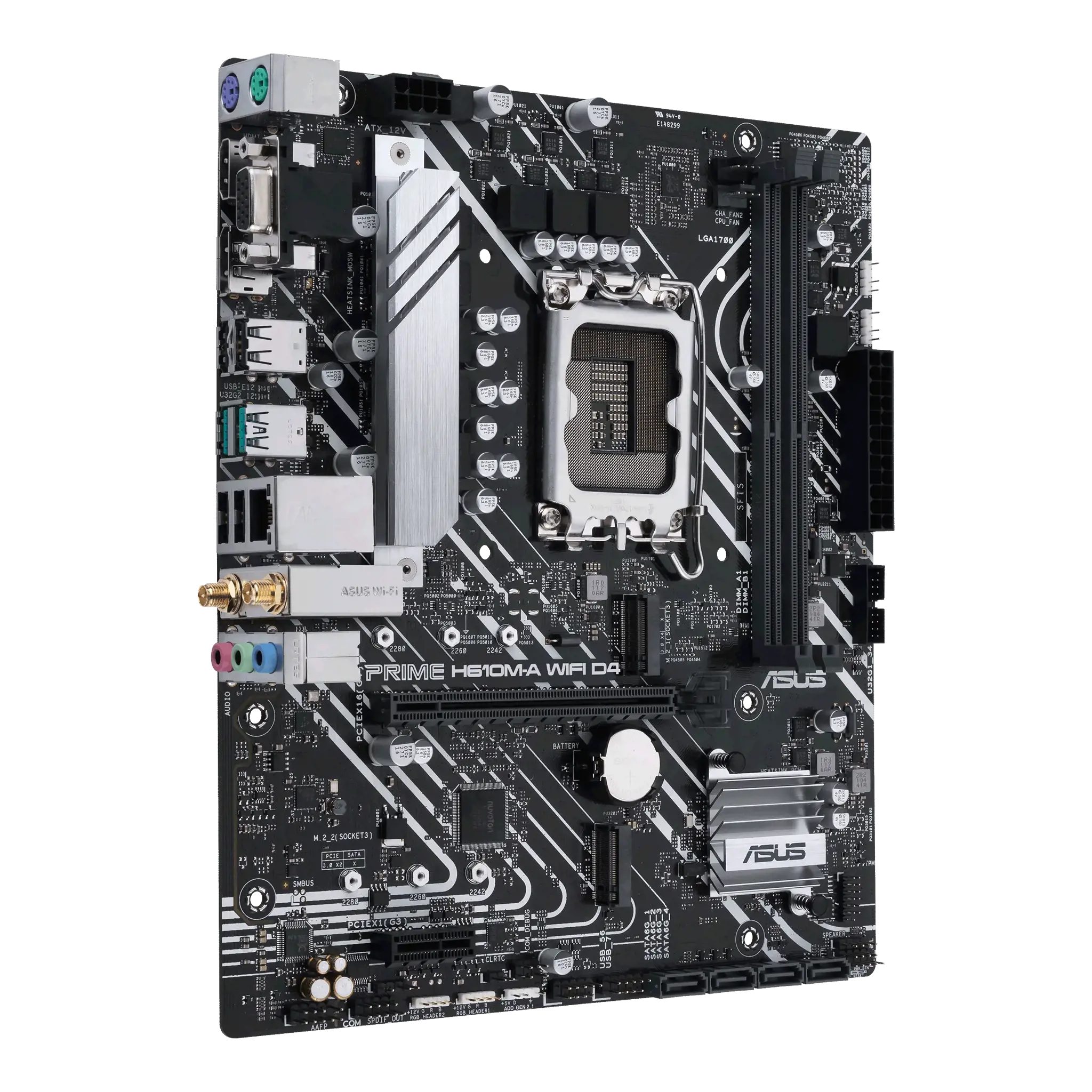 ASUS PRIME H610M-A WIFI D4, "Intel", LGA 1700, "Intel® Celeron®", "Intel® Core™ i3", "Intel® Core™ i5", "Intel® Core™ i7", "Intel® Core™ i9",..., DDR4-SDRAM, 64 GB, DIMM