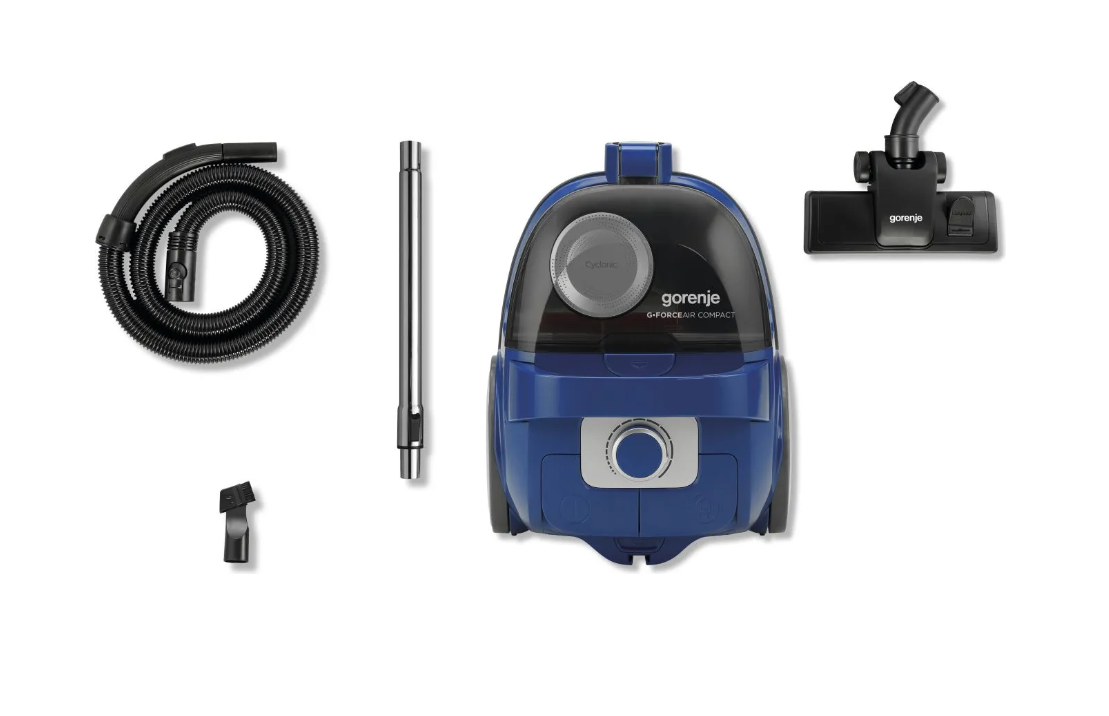 "Gorenje" dulkių siurblys VCEA01GACBUCY be maišelio, galia 800 W, dulkių talpa 2,2 l, mėlynas