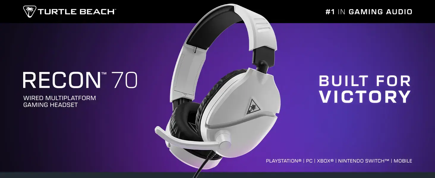 Turtle Beach Recon 70, Wired, Gaming, 20 - 20000 Hz, Headset, White