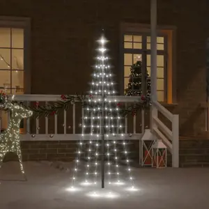 Kalėdų eglutė ant vėliavos stiebo, 180cm, 108 šaltos baltos LED