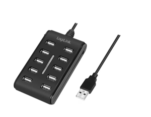 LOGILINK UA0125 LOGILINK - 10 prievadų USB2.0 šakotuvas su jungikliu ON / OFF