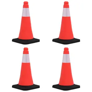 Įspėjamieji kūgiai su tvirtais pagrindais, 4vnt., 50cm