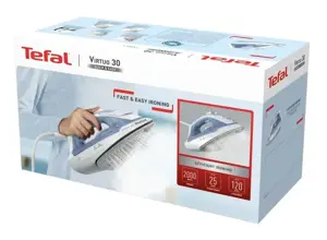 TEFAL Steam Iron | FV2C41E0 Virtuo | Steam Iron | 2000 W | Water tank capacity 240 ml | Continuous steam 27 g/min | Steam boost performance 120 g/min | Blue/White