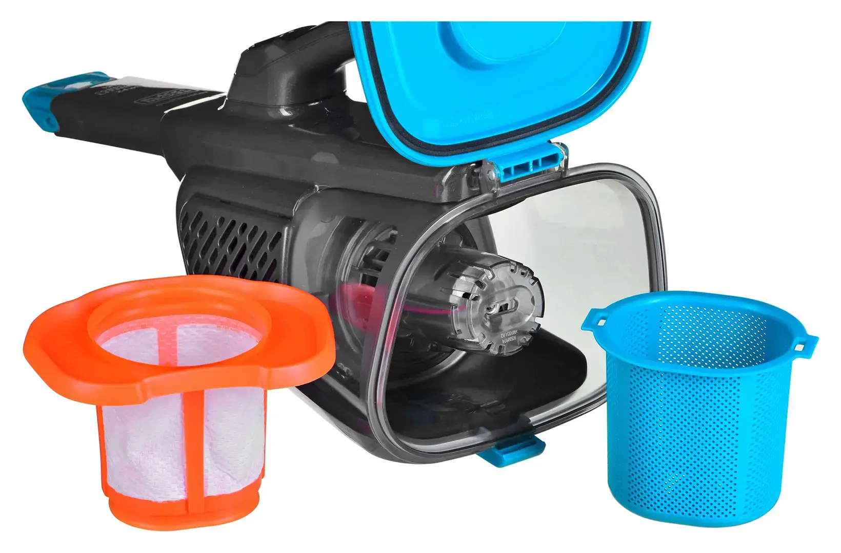 "Black & Decker" BHHV320J rankinis dulkių siurblys Mėlynas, titano spalvos, be maišelio