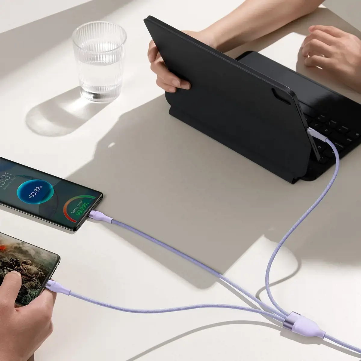 Baseus Flash Series II USB Type C | USB Type A cable - USB Type C | Lightning | micro USB 100 W 1.2 m purple (CASS030105)