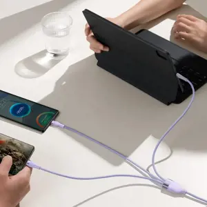 Baseus Flash Series II USB Type C | USB Type A cable - USB Type C | Lightning | micro USB 100 W 1.2 m purple (CASS030105)