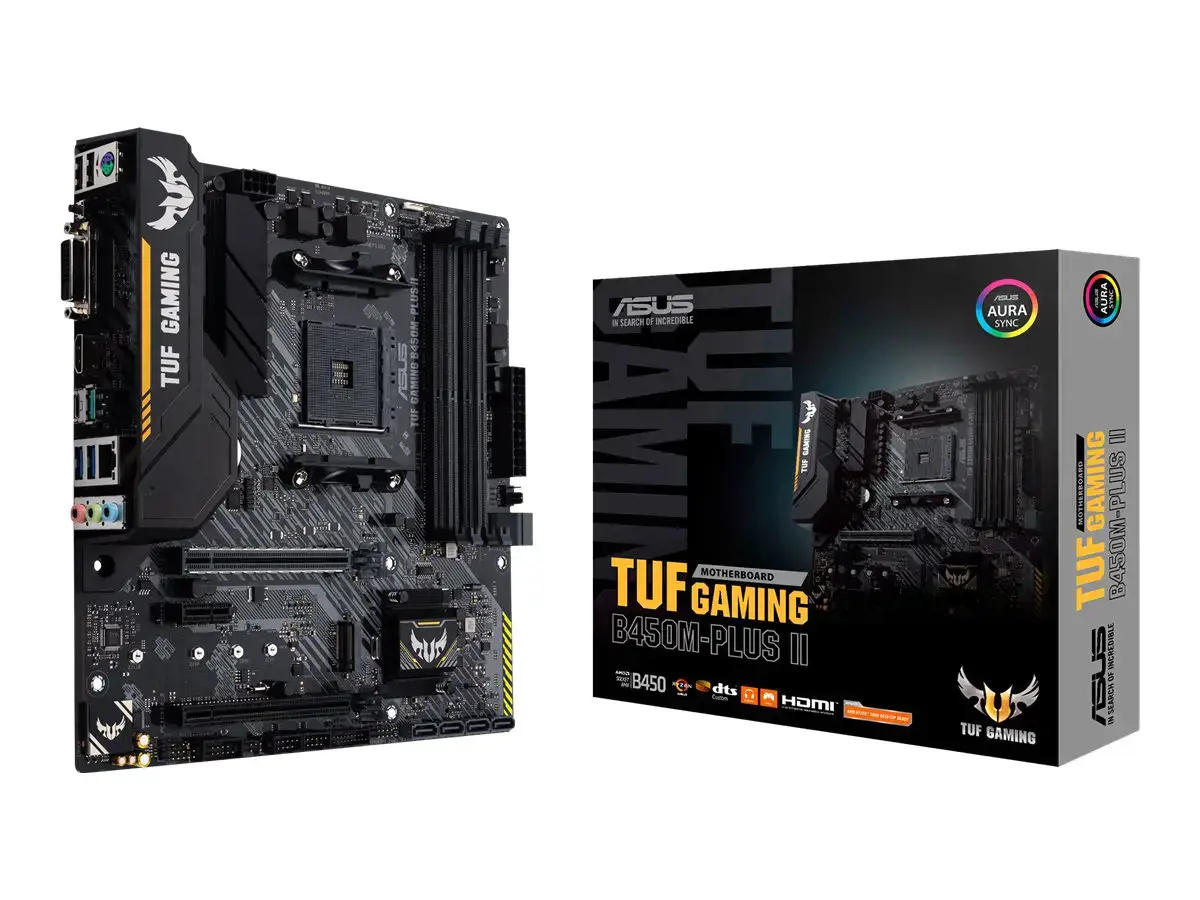 ASUS TUF Gaming B450M-Plus II, AMD, Socket AM4, AMD Ryzen™ 3, 2 kartos AMD Ryzen™ 3, 3 kartos AMD Ryzen™ 3, 3 kartos AMD Ryzen™ 3, AMD Ryzen™ 5, 2..., DDR4-SDRAM, 128 GB, DIMM