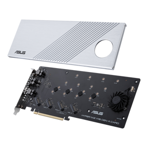 ASUS Hyper M.2 x16 Gen 4, PCIe, M.2, PCIe 4.0, sidabrinis, kompiuteris, aktyvus