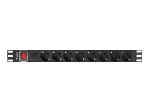 LANBERG PDU 19 colių 1U 16A 8x Shuko 2 m juodas